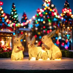 TOPREX-Sculpture de Lapin LED en Résine pour Décoration de Jardin, Livraison Rapide, Cadeau de Noël ou Thème de l'Art