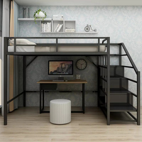 Lit superposé en métal de couleur blanche ZhongYi, taille king, pour appartement, lit double pour enfants avec bureau et rangement