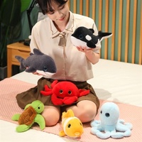 Jouets en peluche animaux marins en coton PP, figurines de crabe, requin, pieuvre, articles d'océanarium pour les prix des machines à griffes - 20cm-30cm, à partir de 14 ans