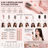 XBH Professional 8 in 1 Salon Hair Styler Pengering Rambut Berkecepatan Tinggi Sisir Pelurus Sikat Pengering Rambut Alat Penata Rambut