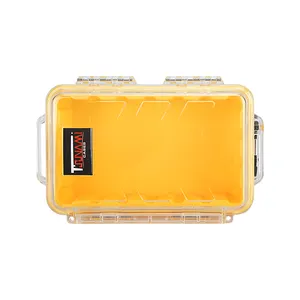 Tsunami Waterproof Orange Micro outdoor survival tool storage kit case with Clear Lid for phone