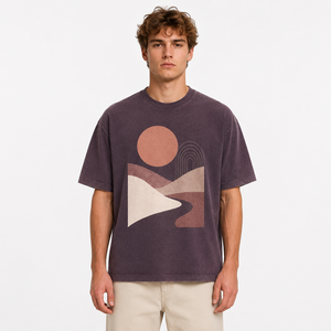 T-shirt Homme Été 2025 OEM ODM Délavé à l'Acide, Logo Personnalisé, Style Urbain, Coupe Oversize Boxy Courte, 100% Coton, Impression Numérique - Product Image 1