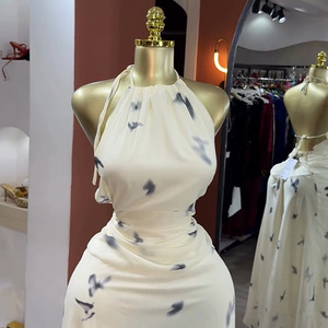 Meilleure Vente : Robe Longue Imprimée Douce et Fraîche à Col Halter et <span class=keywords><strong>Dos</strong></span> <span class=keywords><strong>Nu</strong></span> Taille Haute pour Femmes Européennes et Américaines – Nouvelle Collection Automne 2025 - Product Image 3