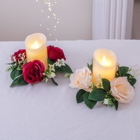 Maßgefertigter Nordischer Stil Rosen-Kerzenring Duftende Becherkerzenhalter für Verschiedene Feste 23cm Künstlicher Rosengirlanden-Kranz