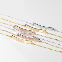 Bijoux fins Bracelet de barre en argent sterling 925 personnalisé Bracelet de nom sculpté personnalisé