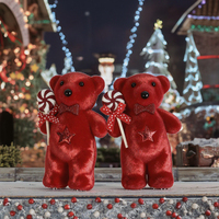 Décoration de Noël : Pendentif ours de dessin animé réaliste et mignon, en peluche super douce, avec écharpe, créatif