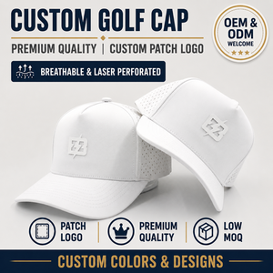 Gorra de Golf de Cinco Paneles, Sólida e Impermeable, con Emblema de Silicona Personalizado, MOQ Bajo, OEM, Perforada con Láser, Transpirable, Elección Profesional - Product Image 1