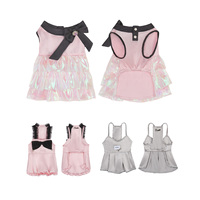 Robe de fête rose TOUCHDOG pour petits chiens, robe tutu scintillante avec sangle à paillettes, tulle 3 couches, nœud en diamant rose, tenue de cérémonie pour animaux de compagnie