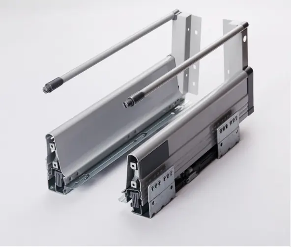 Tampão de amortecimento Gaveta caixa Tandem Slide com barra de alumínio para armário de Cozinha