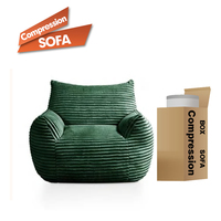 Fauteuil de sol compressible en velours côtelé avec accoudoirs, dossier haut, confortable, taille adulte