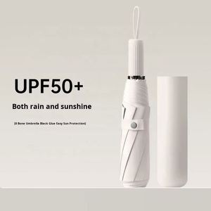 Modern Manual Three-Folding 8-Rib <b>Black</b> Coating UV Protection 97cm Open Diameter <b>All</b>-<b>in</b>-<b>One</b> Sun Rain Sunshade Umbrella - Product Image 4