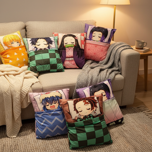 17 Diseños, Nuevo Estilo, Peluche de Anime Japonés, Juguete de Peluche Suave de <span class=keywords><strong>Tanjiro</strong></span>, Nezuko, Zenitsu, con Edredón - Product Image 1