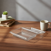 Boîte d'emballage transparente écologique en PET de qualité alimentaire avec couvercle rabattable pour gâteaux et desserts, design rectangulaire