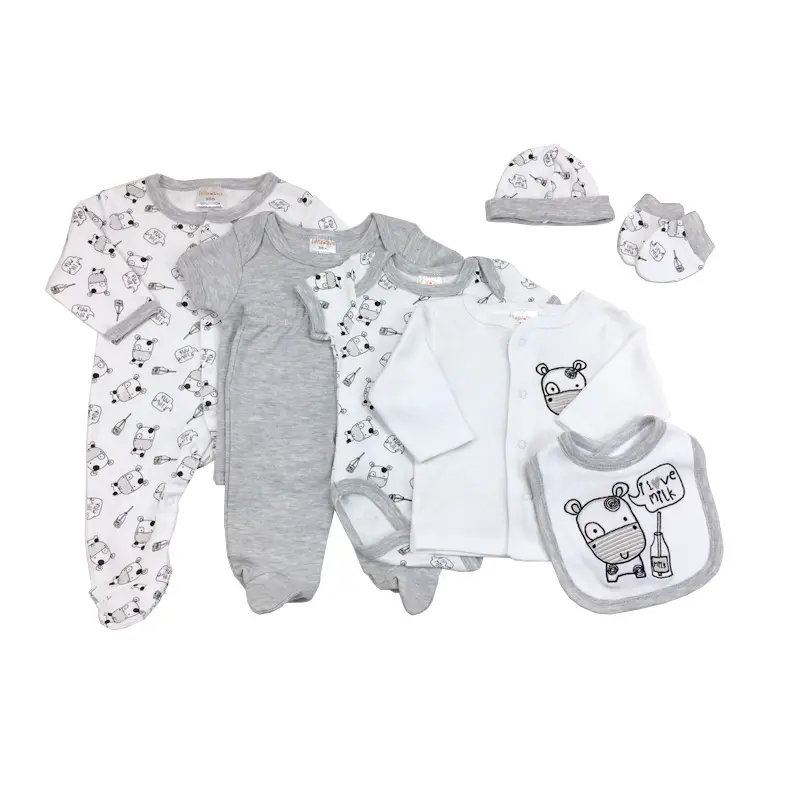 High Quality Outfits Floral Cute Baby Girl Clothes 100% Cotton New Born Available Baby Clothes 8 Pcs Set In Stock