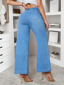 Hot selling European and American standard size summer <b>stretch</b> <b>denim</b> straight leg pants for women's wide leg pants - Product Image 5
