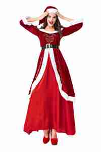 2025 nouveaux styles meilleure vente vin rouge longue robe <span class=keywords><strong>costume</strong></span> de noël pour les femmes - Product Image 4