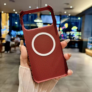 Thiết kế sang trọng trường hợp đối với điện thoại di động sợi <span class=keywords><strong>carbon</strong></span> bìa cho Iphone 17 Ari Pro Max Slim PC trường hợp từ tính với kim loại máy ảnh khung - Product Image 6