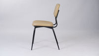 Chaise de salle à manger rembourrée moderne, siège rembourré beige, cadre en métal, dossier côtelé, pour café, restaurant, cuisine