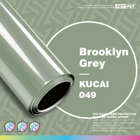 KUCAI 1.52*17m Vinyl Pembungkus Mobil Bebas Gelembung Udara PET Brooklyn Grey, Stiker Vinyl untuk Dekorasi Mobil