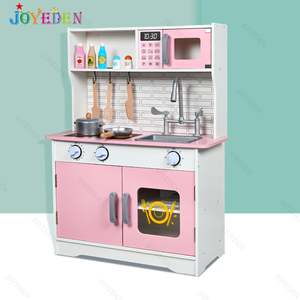 Beliebtes Rosa Holz-Spielküchen-Set für Kleinkinder von 2-8 Jahren, Rollenspielzeug für 2 Kinder - Product Image 2