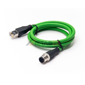 Adaptador Rj45 (macho) a M12 con código D, <span class=keywords><strong>cable</strong></span> <span class=keywords><strong>Ethernet</strong></span> <span class=keywords><strong>Cat</strong></span> 5e de 2 m de longitud con conector macho de <span class=keywords><strong>8</strong></span> pines con código A y clasificación IP67 - Product Image 3