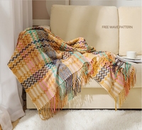 Couverture de canapé, couverture climatisée, drap de lit tissé style ethnique ondulé, serviette de canapé, nappe et couverture