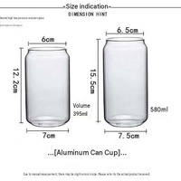 Verres à boire en forme de canette de 12 oz et 16 oz, verres à thé, verres à bière avec couvercles en bambou et pailles en verre