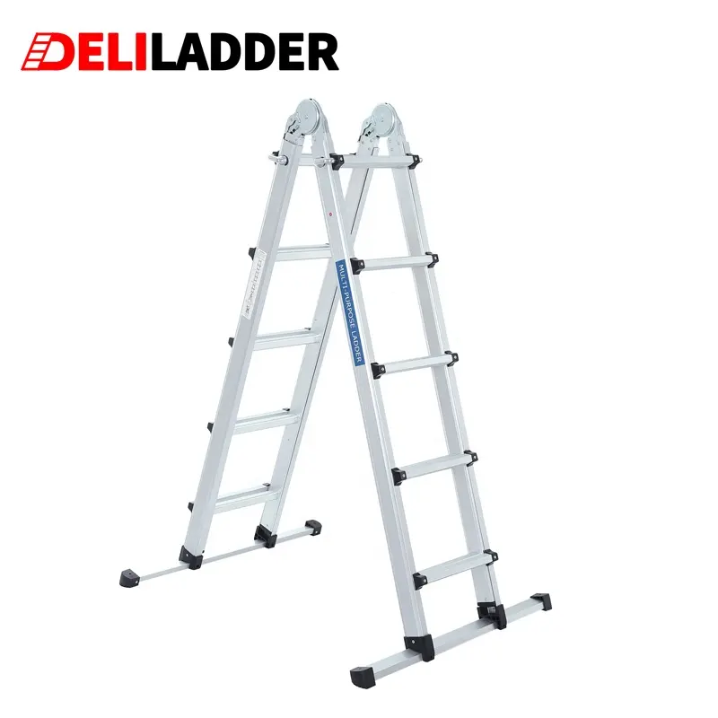 NEW DESIGN folding step extension aluminum ladder with retractable stabilizer bar