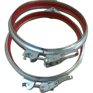 Ventilation bolted duct clamps with red/black/green rubber quick lock fittings