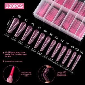120 Tips/Doos Aangepast Logo Roze Dubbele Nagelvormen Tips Voor Nagels Professionele Papierloze Franse Dubbele Nagelvormen - Product Image 3