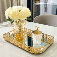 Plateau en métal miroir électroplaqué de style européen exclusif transfrontalier pour salon, table à manger et table basse