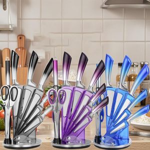 HSK High Quality 9-Piece Stainless Steel Knife Set for Kitchen Including <b>Acrylic</b> Stand <b>Block</b> and Cutler Holder for Cutting - Product Image 6