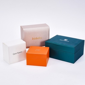 Custom Luxury Customized PU Men's Watch White Leather Watch Clamshell Packaging <b>Storage</b> Box With LOGO - Product Image 5