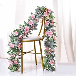 Enredadera de rosas artificiales para arco de boda, enredadera decorativa de peonías y ratán - Product Image 3