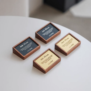 Bán buôn Chất lượng cao bằng gỗ giá tag giấy và bút hiển thị giá tag đứng bằng gỗ Giá hiển thị dấu hiệu - Product Image 5