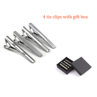 Épingle à cravate en cuivre blanc, 4 pièces, prêt à l'emploi, ensemble de pinces de barre, avec boîte-cadeau, bricolage