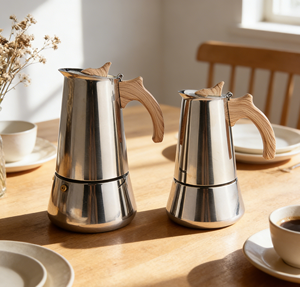 Vente directe usine – Cafetière expresso Moka en acier inoxydable, compatible induction, pour 2, 4, 6 ou 9 tasses - Product Image 6