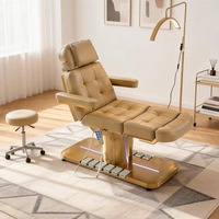 Fauteuil de tatouage hydraulique multifonctionnel, table de massage esthétique réglable en 3 sections avec tabouret, mobilier de salon de beauté