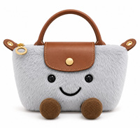 Sac à main en peluche avec visage souriant personnalisé en usine, nouveau modèle d'hiver, mini portefeuille de Noël