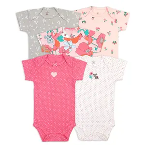 Đồ Em Bé Bông Jumpsuit Bé Phát triển Tốt Nhất Như Quần Áo Trẻ Em 3-12 Tháng Tuổi Cậu Bé Cô Gái Ngắn Tay Áo Giản Dị Màu Hồng Bông Romper