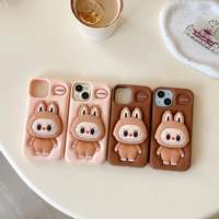 Pour iPhone 16 15 14 13 12 11 Pro 7 8 Plus X XS Max XR Kawaii LaBuBu Housse en silicone souple avec étui de support