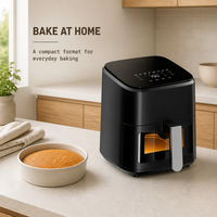 Friteuse à air électrique carrée moderne de 4,5 L sans huile, 1200 W, corps en plastique avec tiroir visible, compatible VR
