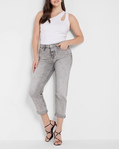 Pantalones casuales de alta calidad para mujer Jeans de mezclilla Boyfriend destruidos Tallas grandes Jeans ajustados <span class=keywords><strong>grises</strong></span> de tiro alto - Product Image 5