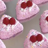 Jouet Squishy en Silicone de Qualité Alimentaire à Remontée Lente, Anti-Stress, Forme Gâteau de Riz Kawaii, Cadeau de Décompression, Vente en Gros, Bleu Ciel/Rose