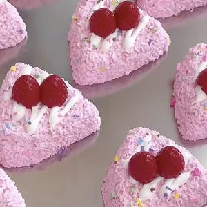 Jouet Squishy en Silicone de Qualité Alimentaire à Remontée Lente, Anti-Stress, Forme Gâteau de Riz Kawaii, Cadeau de Décompression, Vente en Gros, Bleu Ciel/Rose - Product Image 2