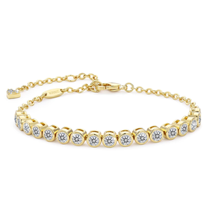 Bracelet tennis en moissanite taille ronde pour femme, bijoux de mariage empilables, couleur D, VVS1, imitation diamant, bracelet en or 14 carats - Product Image 1