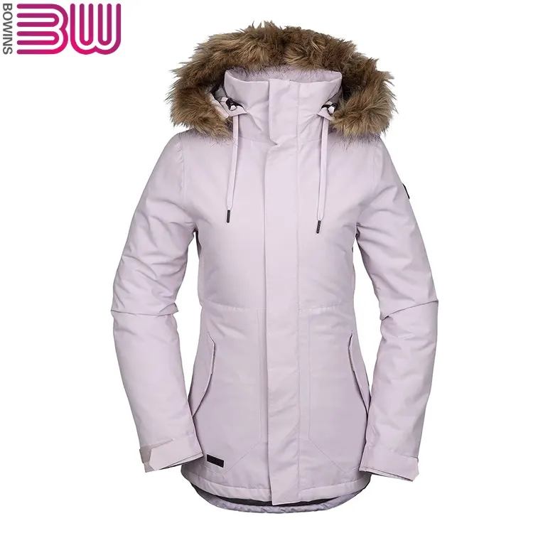 उच्च अंत नियमित रूप से फिट महिलाओं के कपड़े गद्देदार सर्दियों निविड़ अंधकार सांस स्की जैकेट Hooded Puffer स्नोबोर्ड जैकेट के साथ फर