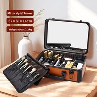 Nouvelle Mallette de Maquillage Carrée de Bureau Haut de Gamme en Bronze, Grande Capacité, Portable, avec Miroir Éclairé Simple Face 3x, Pliable, Type Sac à Main 2025