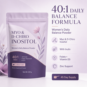 Myo-Inositol et D-Chiro Inositol rapport 40:1 pour le soutien du syndrome des ovaires polykystiques (SOPK), complément alimentaire pour l'équilibre hormonal avec folate et zinc en poudre, 45 portions - Product Image 3