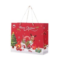 Tas Kado Natal Tas Kertas dengan Pegangan Merah Hijau Selamat Natal Tas Kemasan Hadiah Mewah untuk Liburan Grosir Pabrik